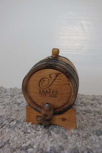 Personalized Mini Oak Aging Barrel with Stand and Spigot Bar Gift Man Cave Decor
