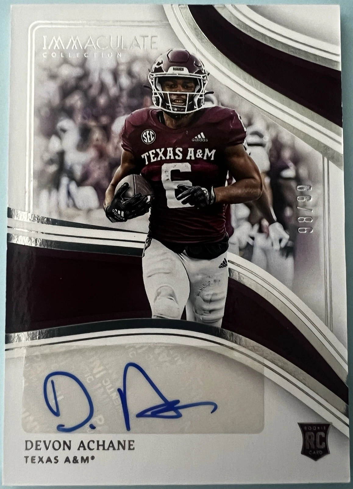 De'Von Achane Panini Immaculate Collection Collegiate Rookie Autographs #RADA Base