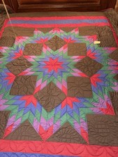 Amish Hand Stitched Broken Star Quilt 81x95