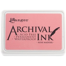 Ranger Archival Ink Pad Rose Madder Acid Free Waterproof Permanent Stamping