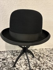 vintage Wormser black felt wool BOWLER mens hat Size 7 22   Medium Good Shape 