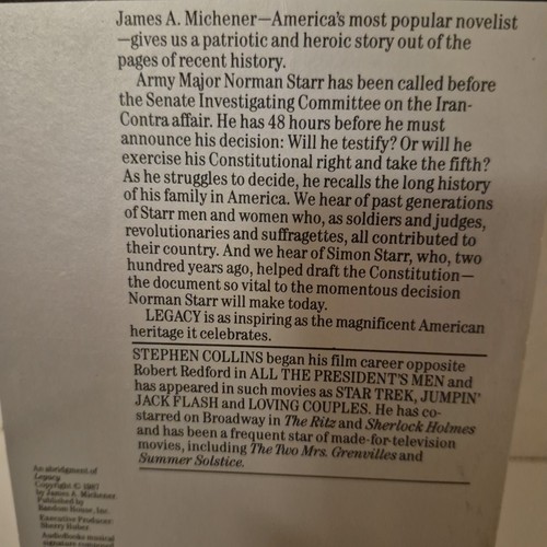 Legacy By James A Michener Abridged Cassette Audiobook Read By Stephen Collins - Picture 5 of 7