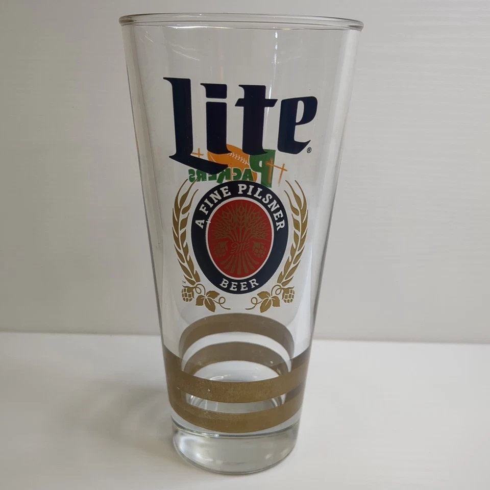 Vaso Pilsner vintage Green Bay Packers Football Miller Lite cerveza grande 22 oz. Foto 2 de 3