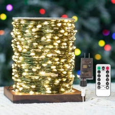 ZELUXDOT 200FT 600LED Fairy String Lights Plug-in, Waterproof, 8 Modes