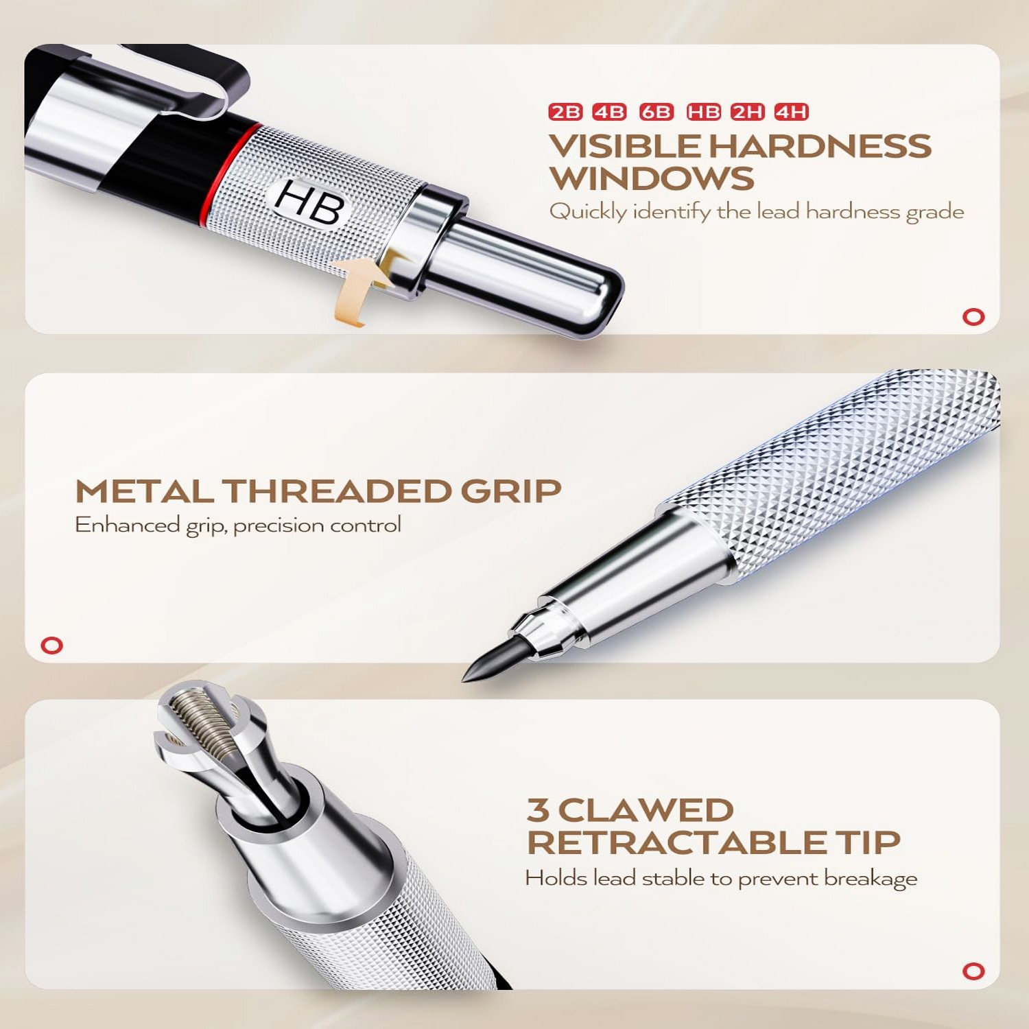 35PCS Art Mechanical Pencils Set, 3 PCS Metal Drafting Pencil 0.5 mm & 0.7 mm &