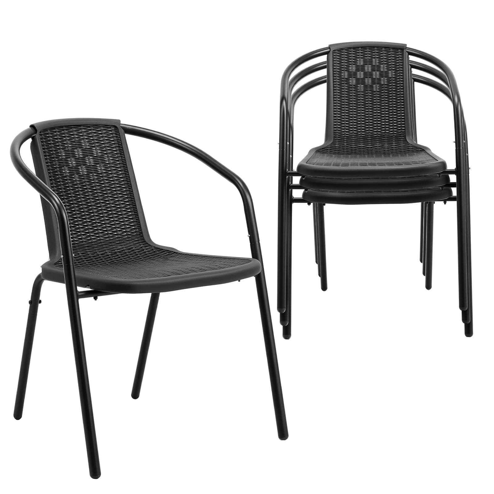 S Set Of 4 Stackable Black