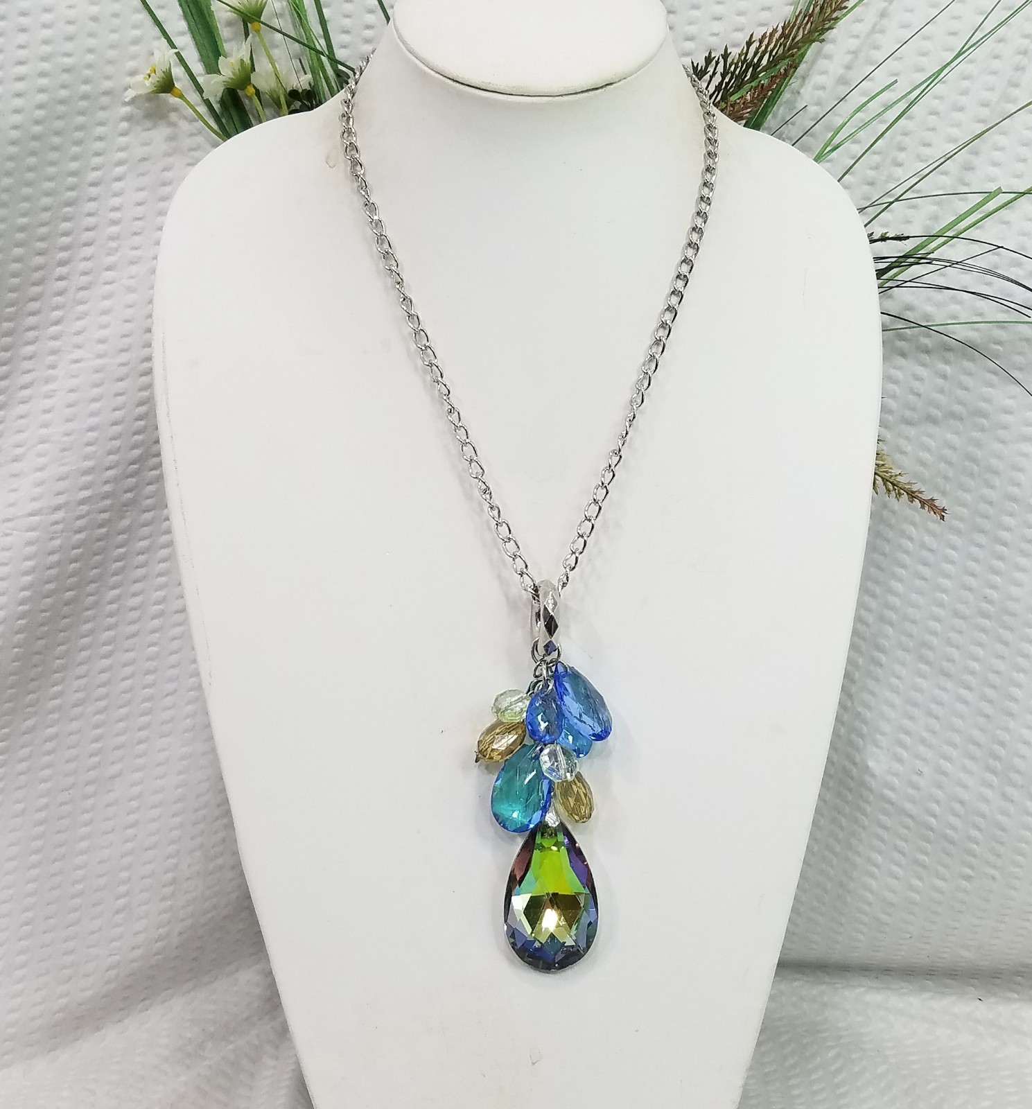 Faceted Multi-Color Teardrop Crystal Multi Pendan… - image 2