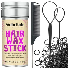 Dolahair Hair Wax Stick & Accessories - Flyaway Control for Kids & Women, 50 Pcs