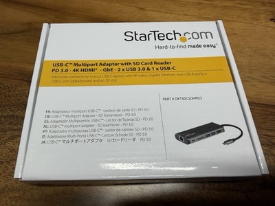 StarTech USB-C Multiport Adapter 4K HDMI SD Reader Gigabit Ethernet PD DKT30CSDH