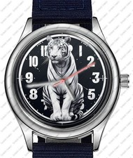 White Tiger Sitting Trendy 38mm Face Wrist Watch