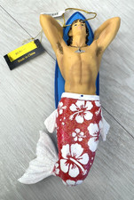 December Diamonds Hung 10 Surfer Merman Christmas Ornament w Box  Tags
