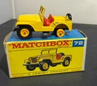 Vintage Original Boxed Lesney Matchbox #72 Standard Jeep Die-Cast Car