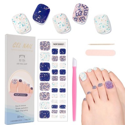 32pcs Semi Cured Toenail Strips, Pedicure Strips, Toe Nail Stickers, Needs to...