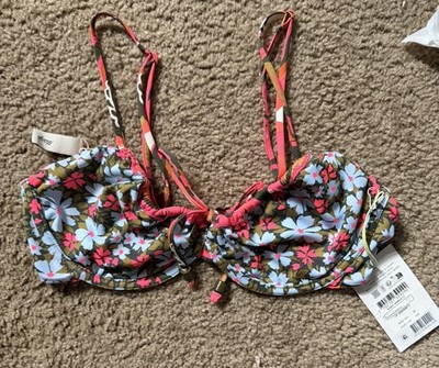 BNWT Maaji Reversible adjustable underwire bra bikini top Coral Lava NEW