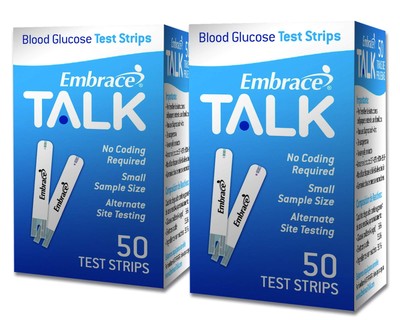 Omnis Health Embrace Blood Glucose Test Strips 100 Count Diabetes Monitoring