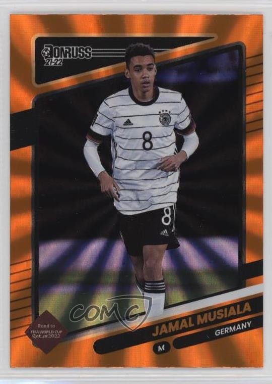 2021-22 Panini Donruss Road to Qatar Holo Orange Laser Jamal Musiala #74 17yz