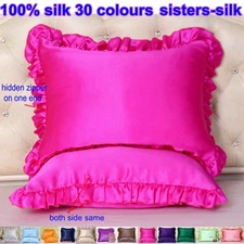 40mm 100% Mulberry Silk Ruffled Pillowcase Pillow Case Cover Shams