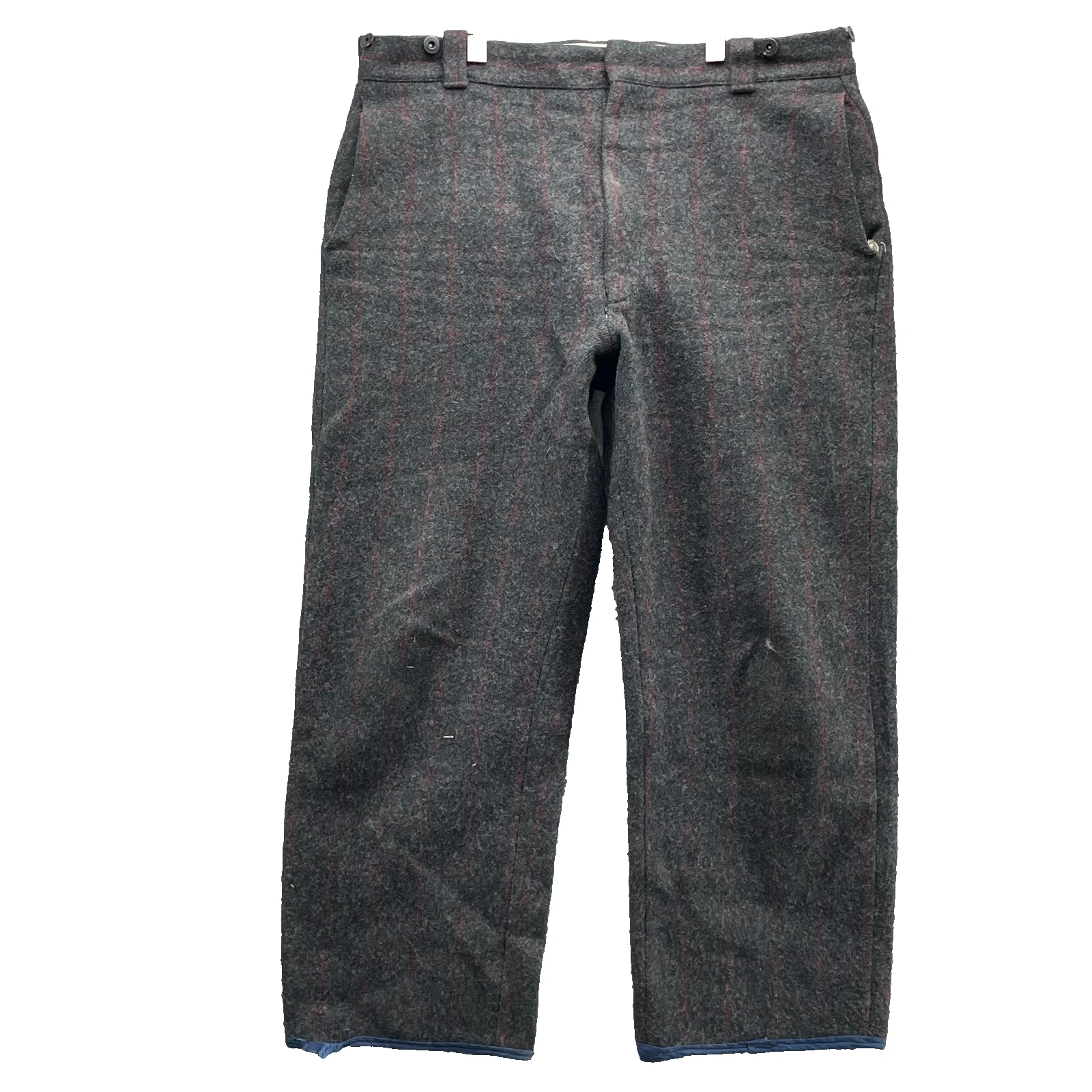 Vintage Woolrich Pants Mens 38x26* Gray Red Outdoor Workwear Hunting Made in USA