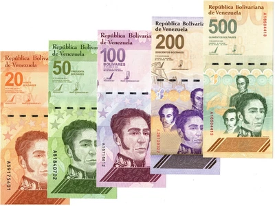 2021 - 2023 Venezuela Banknote Set - 20 to 500 Digitales UNC P117 - P121 - Bild 1 von 4