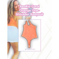 🧡 ReoRia Coral Orange One-Shoulder Bodysuit • Size M