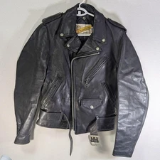Schott Perfecto 618 Steerhide Double Leather Motorcycle Jacket Size 34 Biker tag