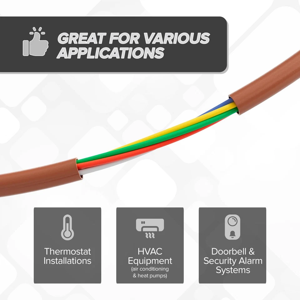 Thermostat Wire 18/5, 200 FT, Solid Copper, 18 Gauge, 5 Conductor, Residentia... - Image 4 of 4