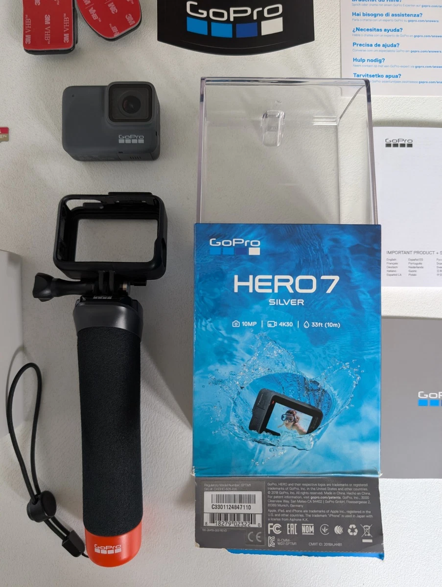 Cámara de acción digital GoPro Hero 7 plateada 4K HD 10MP con extras como nueva