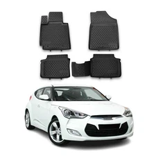 OMAC Floor Mats Liner for Hyundai Veloster 2012-2017 Black TPE All-Weather 4 Pcs