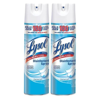 Lysol Disinfectant Spray Crisp Linen 19 oz Pack of 2 Sanitizing Antibacterial De
