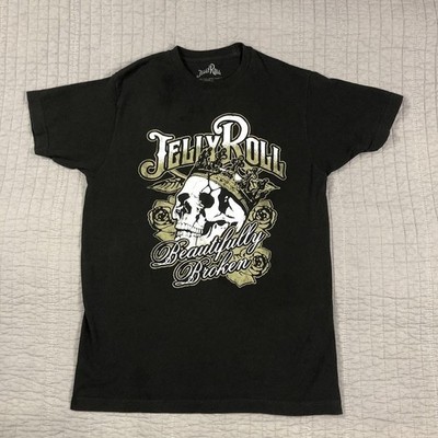 Jelly Roll Shirt Mens Medium Black Beautifully Broken Skull Graphic Band Tee