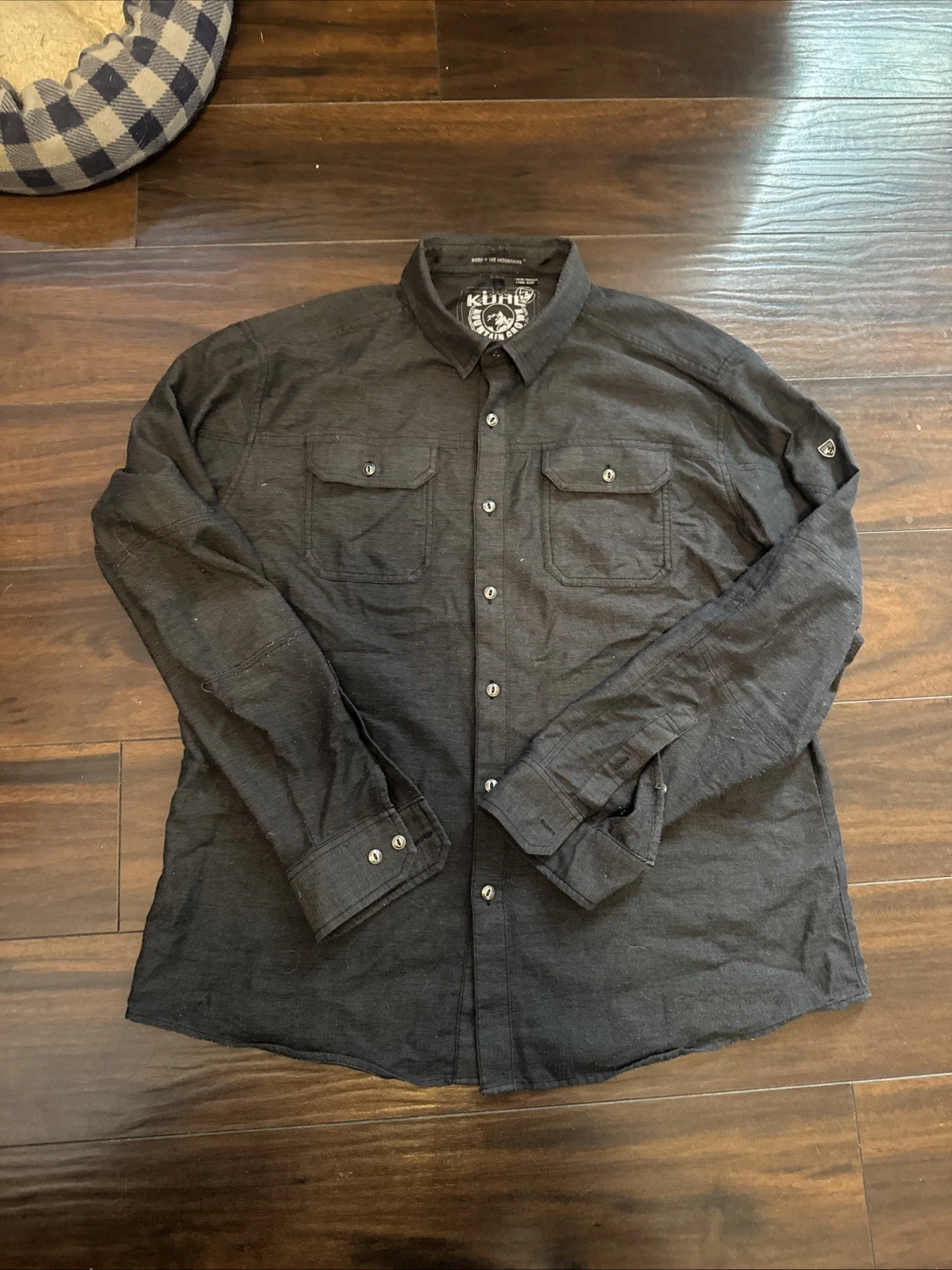 Kuhl Shirt Mens X Large Black Mountain Grown Snap Button Up Hiking Outdoor Trail