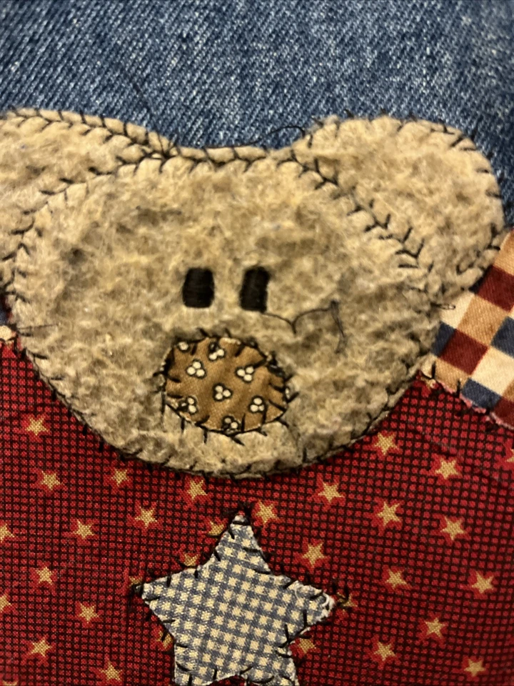 Vintage Women’s Long Denim Jacket Small Grandma Core Calico Bear Angel  Haec - Image 4 of 4