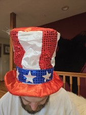 4th Of July/Uncle Sam Satin  Sequin Hat