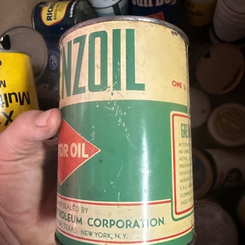 Raro! Vintage Greenzoil Crown Petroleum Houston TX 1 Qt quarto latta olio motore lattina - Foto 3 di 12