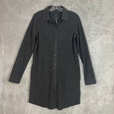 NWT Quince Stretch Sweater Fleece Shirt Dress Womens S Gray Minimalist Casual