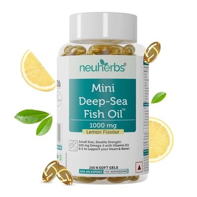 Mini Deep Sea Omega 3 Fish Oil 1000mg Supplement, No Fishy Burp (200 Kapseln)