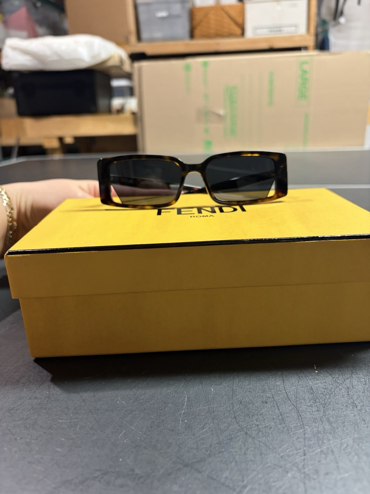 Fendi Women's Way Rectangular Tortoiseshell Sungl… - image 1