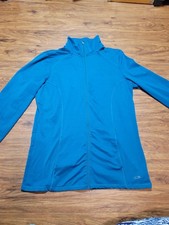 Champion Womens Athletic Jacket S-Zip Pockets Thumbholes Teal Blue Lightweight