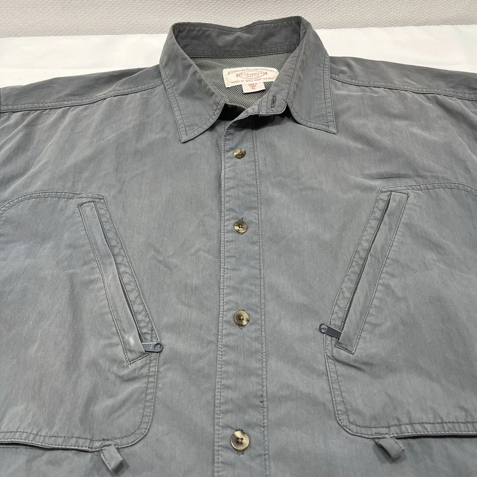Vintage C.C. Camisa Filson Para Hombre XL Gris Pesca Ventilada Abotonada Manga Corta Foto 2 de 4