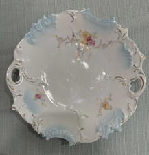Round Porcelain Platter White Blue Pink Gold ...