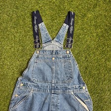 Vintage TOMMY HILFIGER Denim Jean Overalls Size L Cursive Spell Out Straps Logo