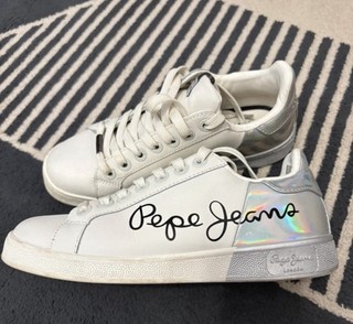 Pepe Jeans Baskets homme basses blanc/argenté détails irisés lacets EU 36
