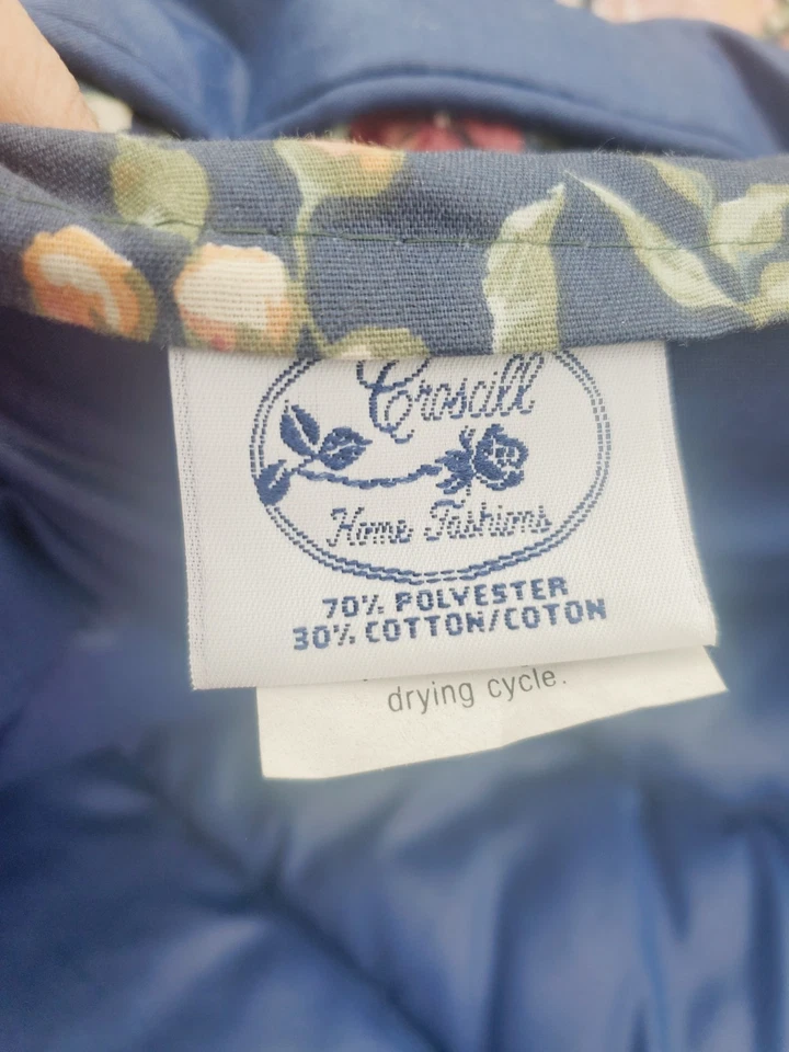 Edredón Croscill Home Fashions tamaño completo estampado floral azul raro vintage Foto 4 de 4