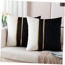 Set of 2 Velvet Decorative Throw Pillow Covers 18" x 18" Pack of 2 Black