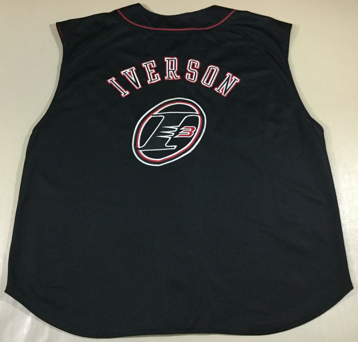 Vintage Reebok Allen Iverson Black 3 Sixers Jersey Size XL 