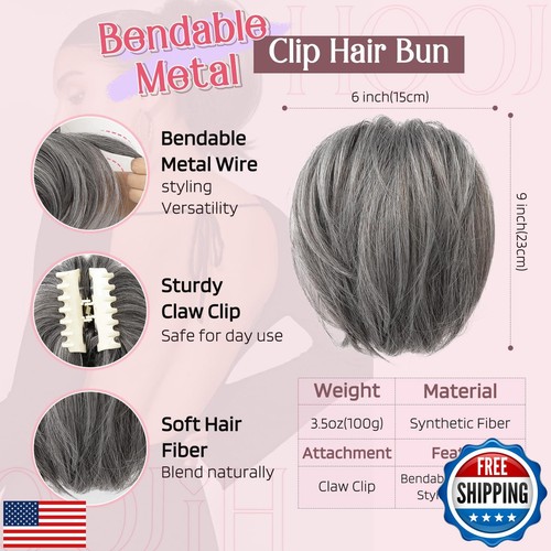 HOOJIH Chignon en désordre Pièce de Cheveux, Pince à acheter Griffe en Cheveux Lisses Chignon 9 Pouces Courte Poney
