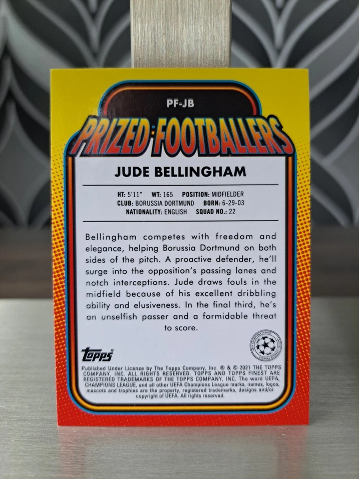 Jude Bellingham ROOKIE 2020-21 Topps Finest Prized Footballer Dortmund England - Image 2 of 2
