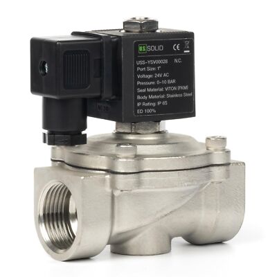 U.S. Solid Normally Closed Solenoid Valve 24V AC Stainless Steel 1 in