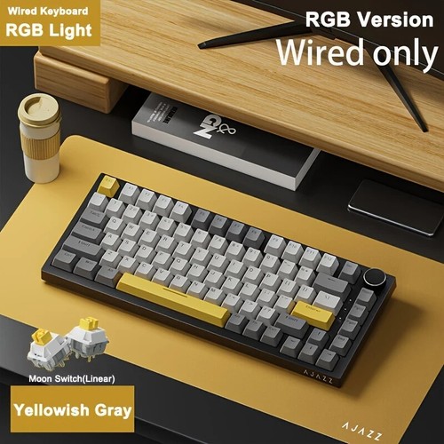 Mechanical Gaming Keyboard, RGB, PBT Keycaps, USB-C, Ergonomic AJAZZ AK820 75% - Afbeelding 4 van 7