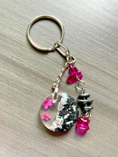 Beautiful Floral Keychain with Real Flowers and Glass Beads